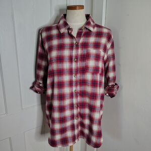 Aeropostale Red Plaid Flannel Button Down Shirt Women's Size XL